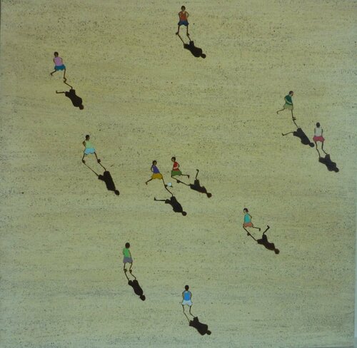KIDS  PLAYING FOOTBALL. von Marcos Zrihen, Malerei kaufen auf Singulart