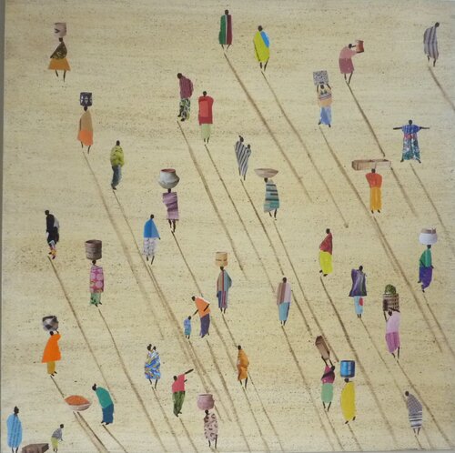 GOING TO THE AFRICAN MARKET von Marcos Zrihen, Malerei kaufen auf Singulart