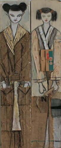 2 GEISHAS TOGETHER di Marcos Zrihen, Pittura in vendita su Singulart