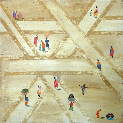 GOING TO THE MARKET OF DAKAR par Marcos Zrihen, Peinture en vente sur Singulart