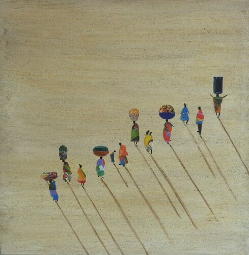 ON THE WAY TO THE MARKET OF DAKAR di Marcos Zrihen, Pittura in vendita su Singulart