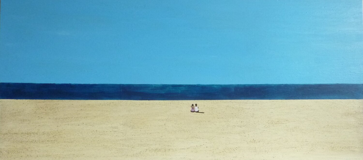 YOU AND ME ON THE BEACH Marcos Zrihen Originalgemälde zu verkaufen