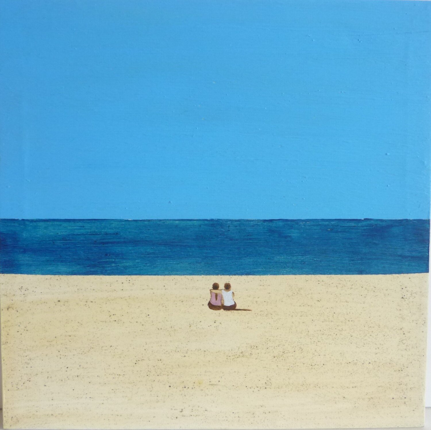 WE  TWO,IN FRONT OF THE BEACH Marcos Zrihen Originalgemälde zu verkaufen