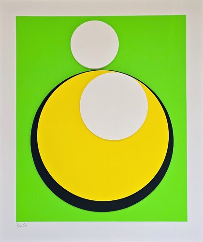 Yellow Circle on Vibrant Green by Geneviève Claisse, Print for Sale on Singulart