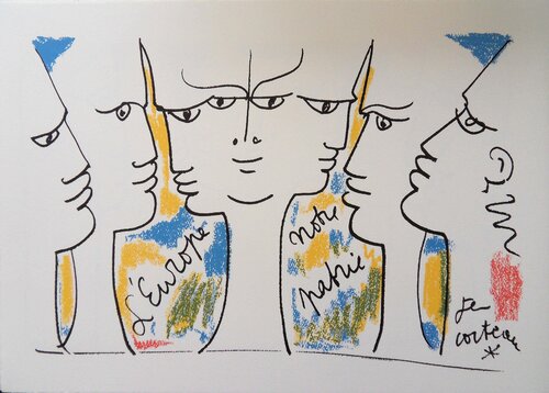Europe - le conseil des sages, Lithographie signée by Jean Cocteau, Print for Sale on Singulart