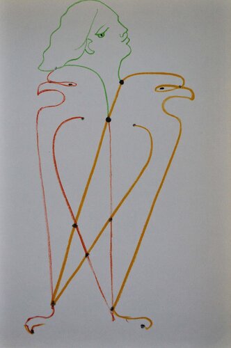 les deux faucons, Lithographie originale by Jean Cocteau, Print for Sale on Singulart