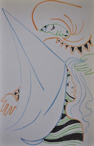 couple de seigneurs, Lithographie originale by Jean Cocteau, Print for Sale on Singulart
