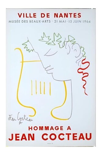 Hommage a Jean Cocteau for the Ville de Nantes 1964 Original Stone Lithograph by Jean Cocteau, Print for Sale on Singulart