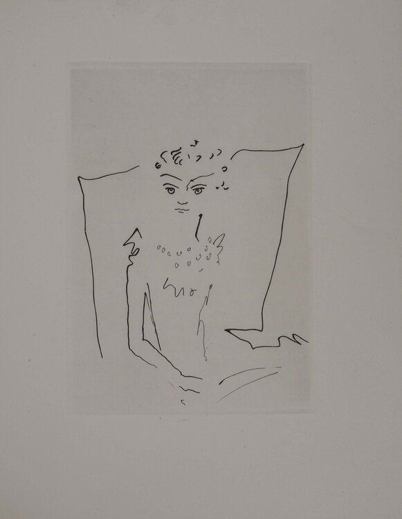 Le bal du comte d'Orgel, La comtesse dans son lit, gravure originale Jean Cocteau