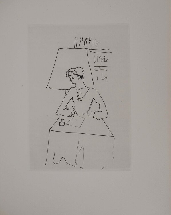 Le bal du comte d'Orgel, La lettre, gravure originale Jean Cocteau