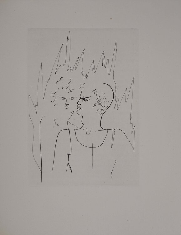 Le bal du comte d'Orgel, La discussion, Gravure originale Jean Cocteau