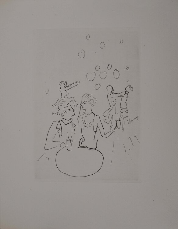 Le bal du comte d'Orgel, Confidences sur la piste, gravure originale Jean Cocteau