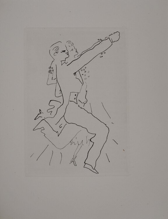 Le bal du comte d'Orgel, Le couple dansant, Gravure originale Jean Cocteau