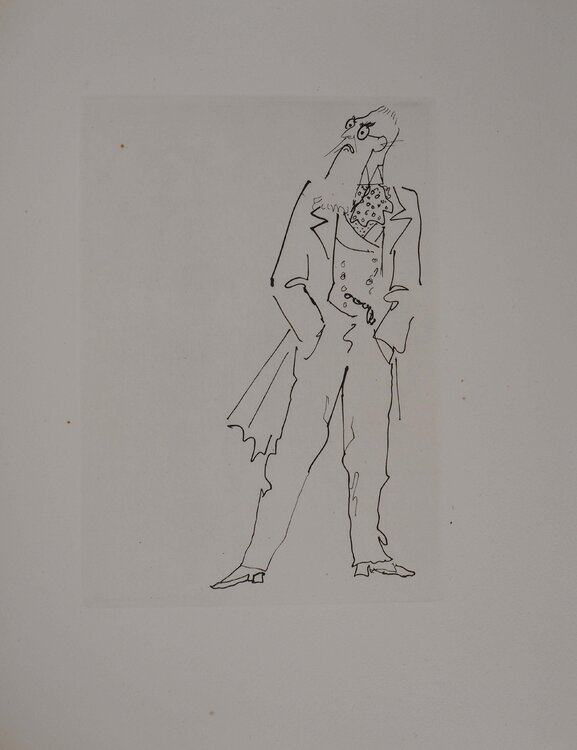 Le bal du comte d'Orgel, L'homme à la redingote, gravure originale Jean Cocteau