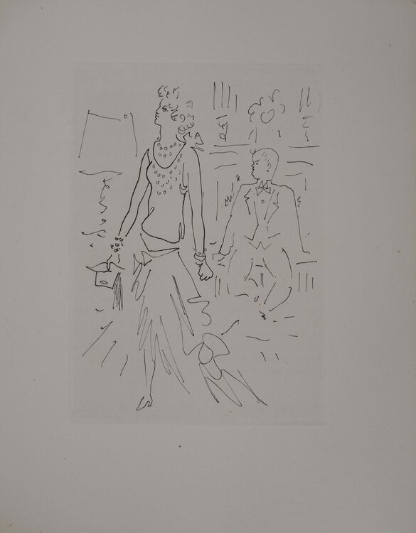 Le bal du comte d'Orgel, L'invité inattendu, gravure originale Jean Cocteau