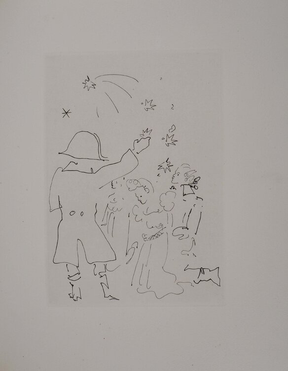 Le bal du comte d'Orgel, Le feu d'artifice, Gravure originale Jean Cocteau