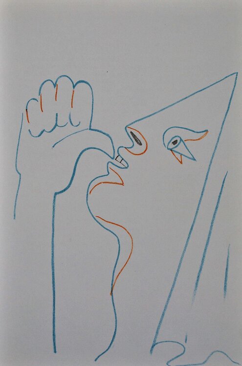 la madone, Lithographie originale Jean Cocteau