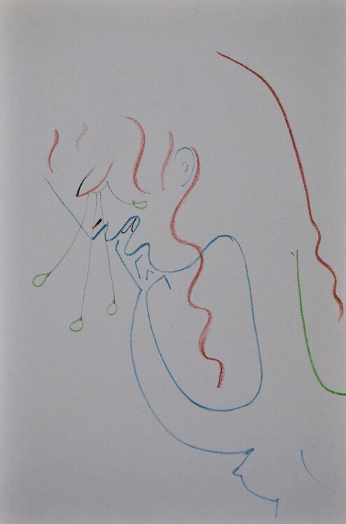 Juliette pleure Roméo, Lithographie originale Jean Cocteau