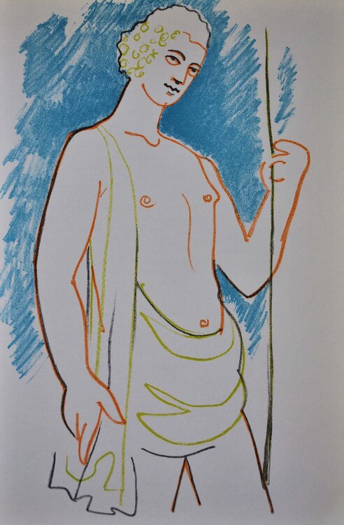 Apollon, Lithographie originale Jean Cocteau