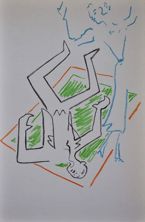 L'homicide, Lithographie originale Jean Cocteau