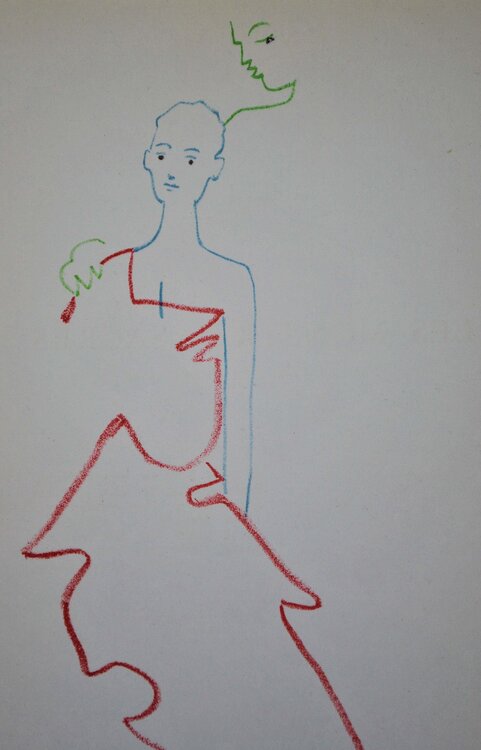 Jeune promise et sa mère, Lithographie originale Jean Cocteau