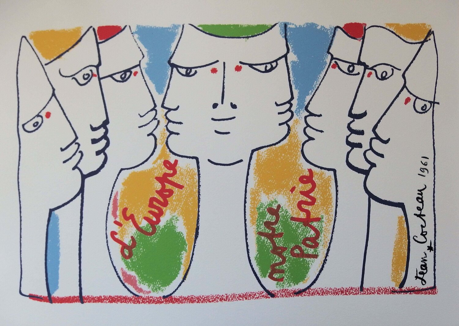Europe - Décision difficile, Lithographie signée Jean Cocteau Print for sale