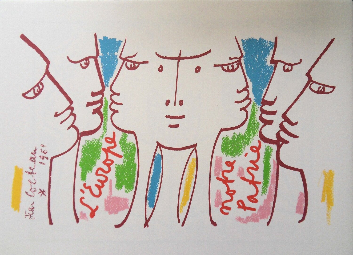 Europe - le temps de la réflexion, Lithographie signée Jean Cocteau Print for sale