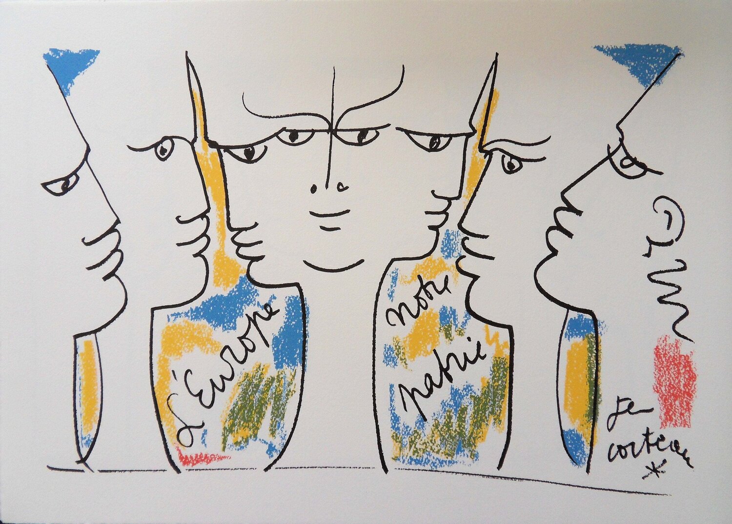 Europe - le conseil des sages, Lithographie signée Jean Cocteau Print for sale