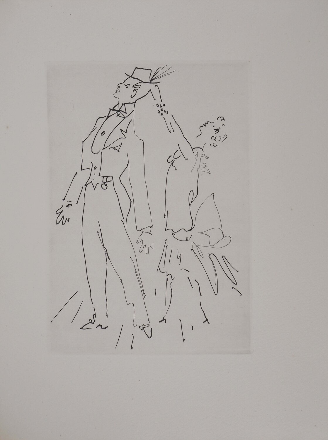 Le bal du comte d'Orgel, La modiste, gravure originale Jean Cocteau Édition à vendre