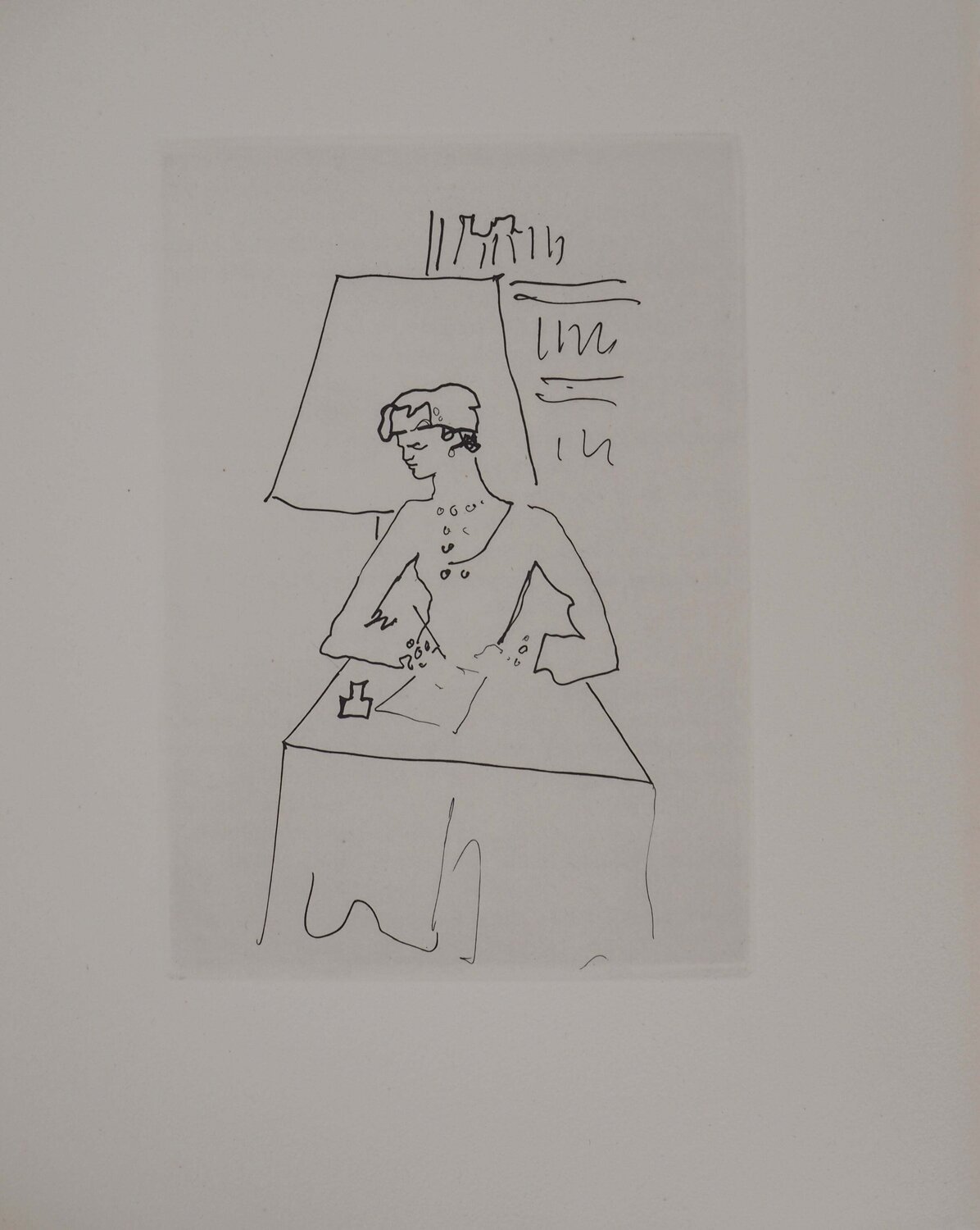 Le bal du comte d'Orgel, La lettre, gravure originale Jean Cocteau Impresión en venta