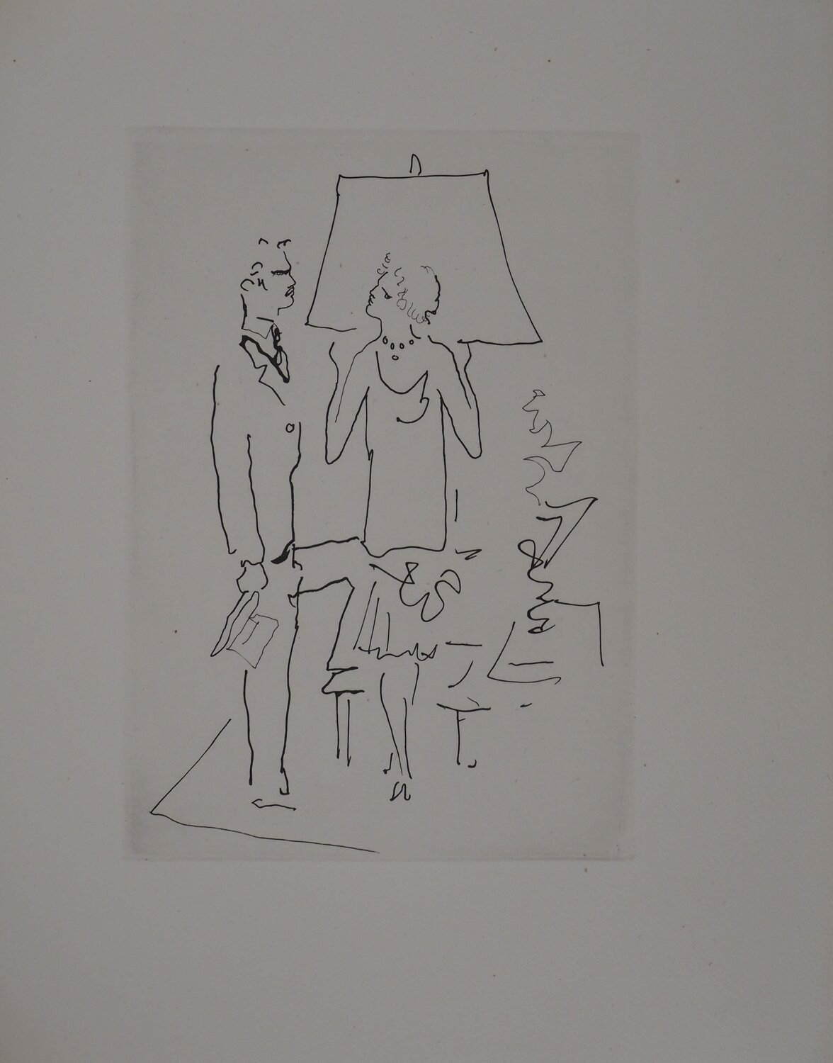 Le bal du comte d'Orgel, Les époux, gravure originale Jean Cocteau Print for sale