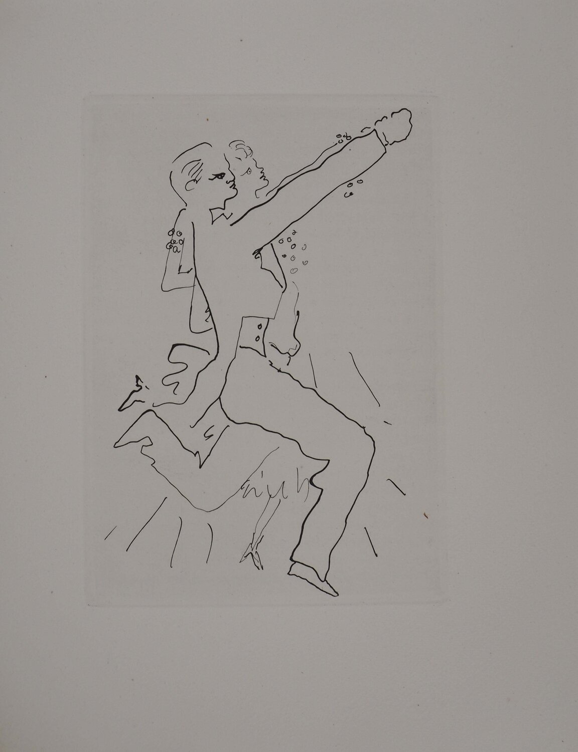 Le bal du comte d'Orgel, Le couple dansant, Gravure originale Jean Cocteau Stampa in vendita