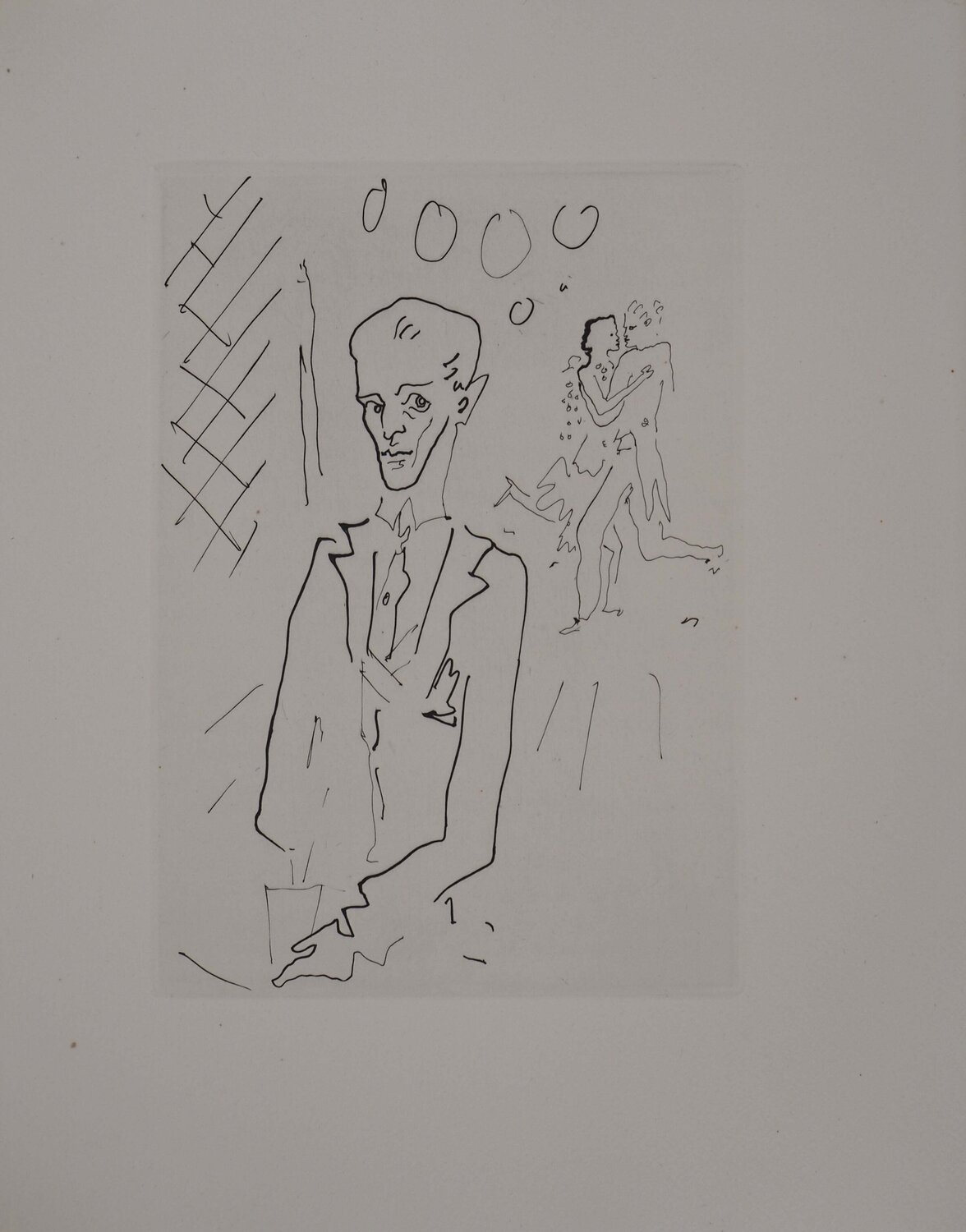 Le bal du comte d'Orgel, Le croupier, Gravure originale Jean Cocteau Stampa in vendita