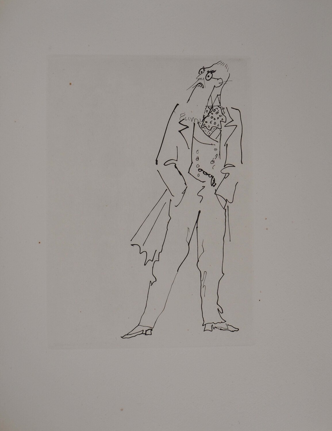 Le bal du comte d'Orgel, L'homme à la redingote, gravure originale Jean Cocteau Druck zu verkaufen