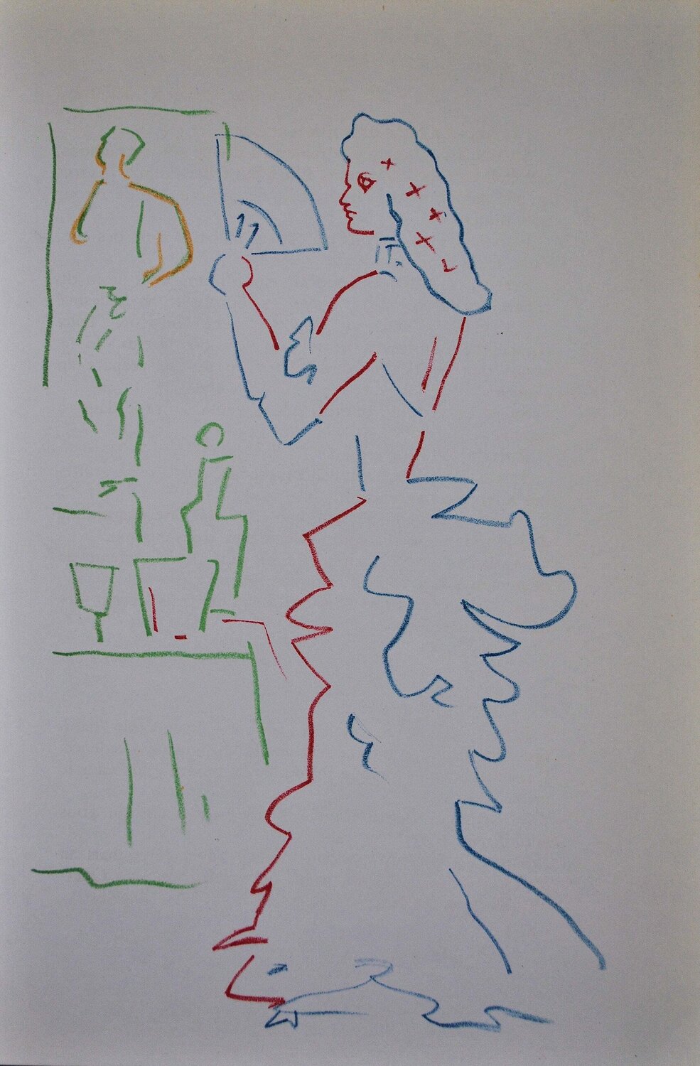 Elégante au bal, Lithographie originale Jean Cocteau Druck zu verkaufen