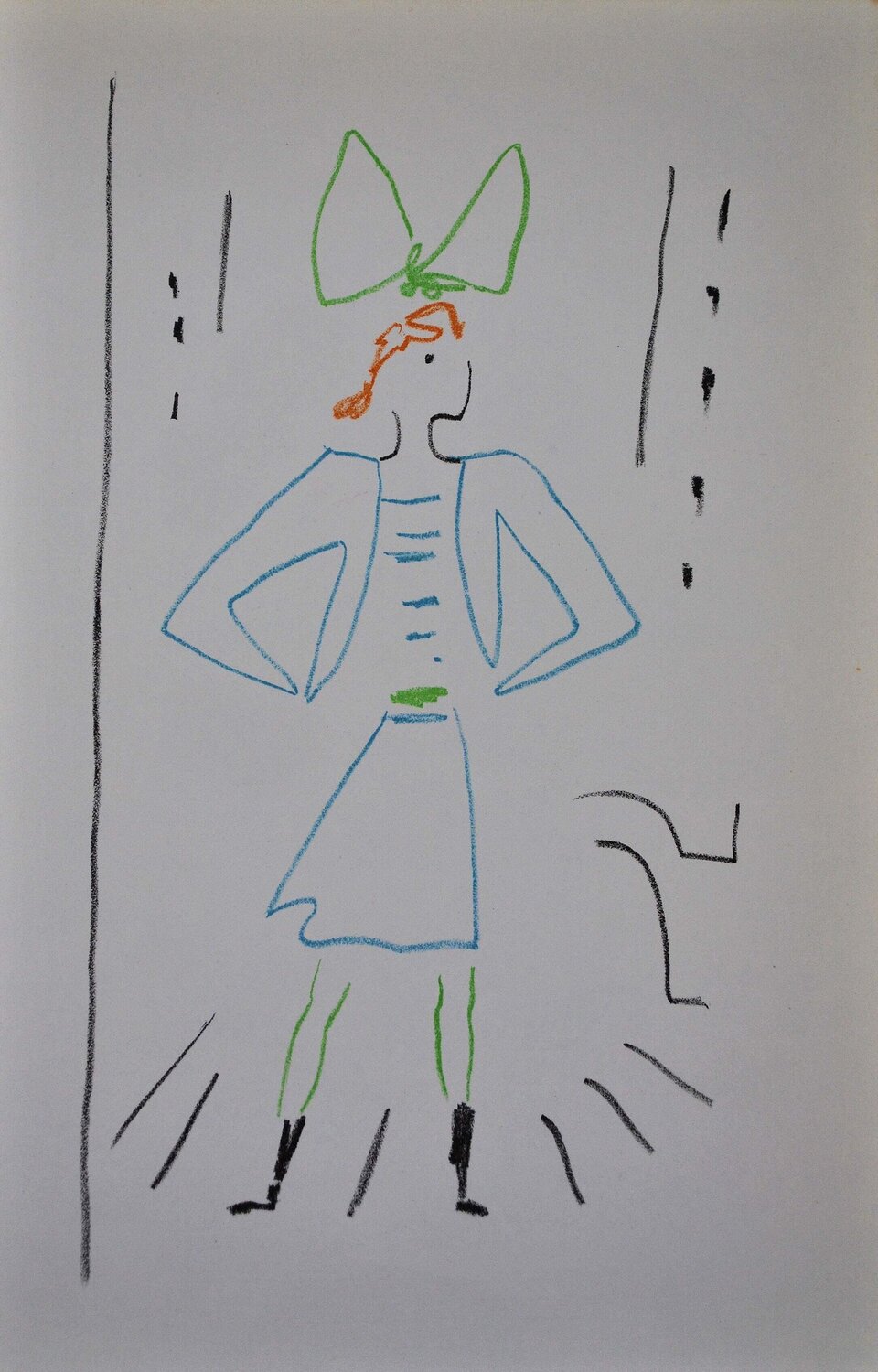 Jeune fille au noeud, Lithographie originale Jean Cocteau Édition à vendre