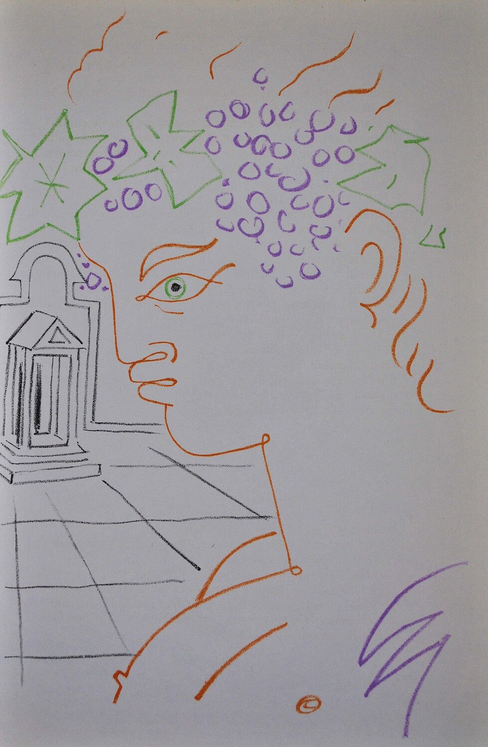 Le temple de Bacchus, Lithographie originale Jean Cocteau Print for sale