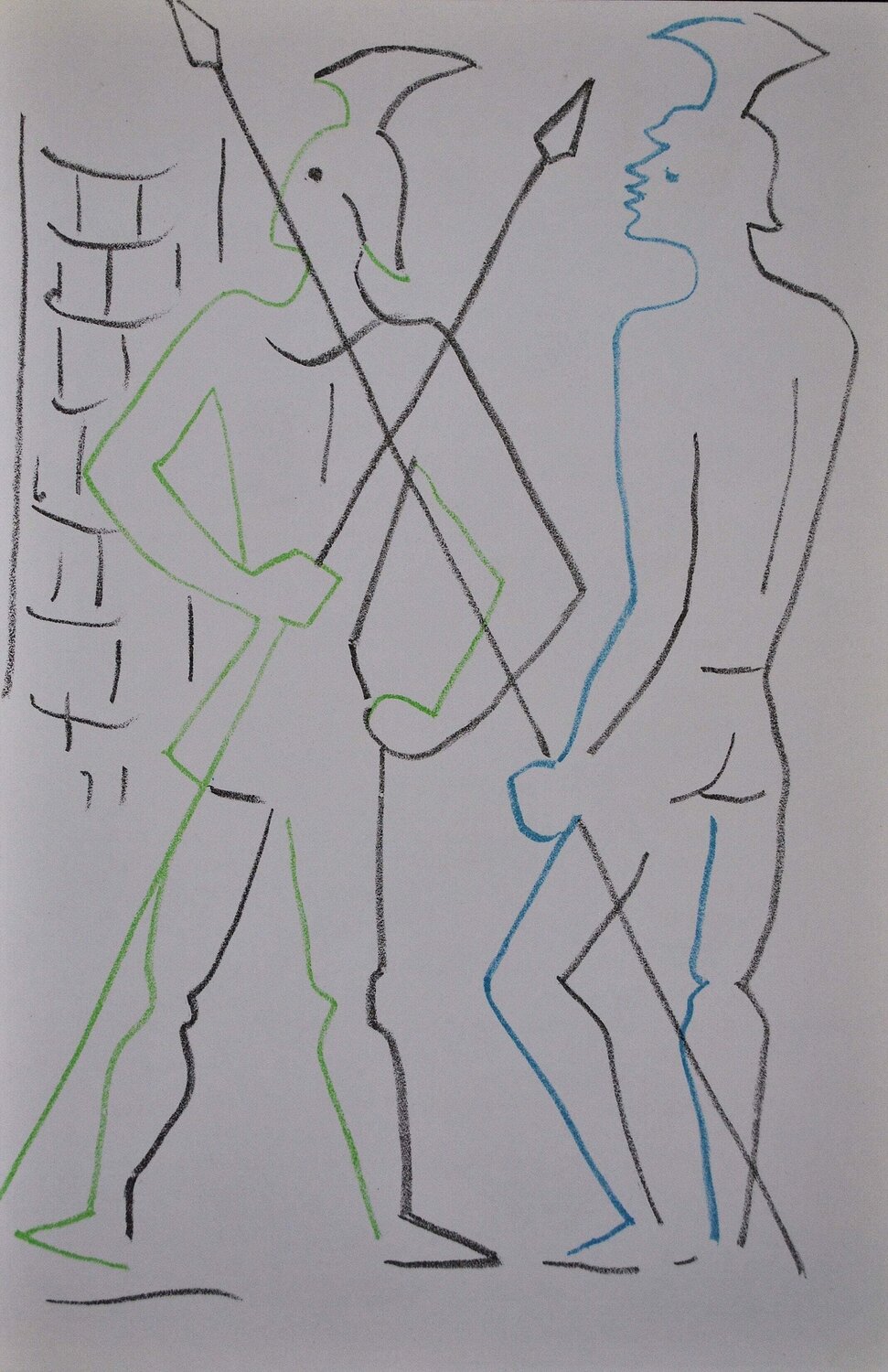 Les deux gardes, Lithographie originale Jean Cocteau Druck zu verkaufen