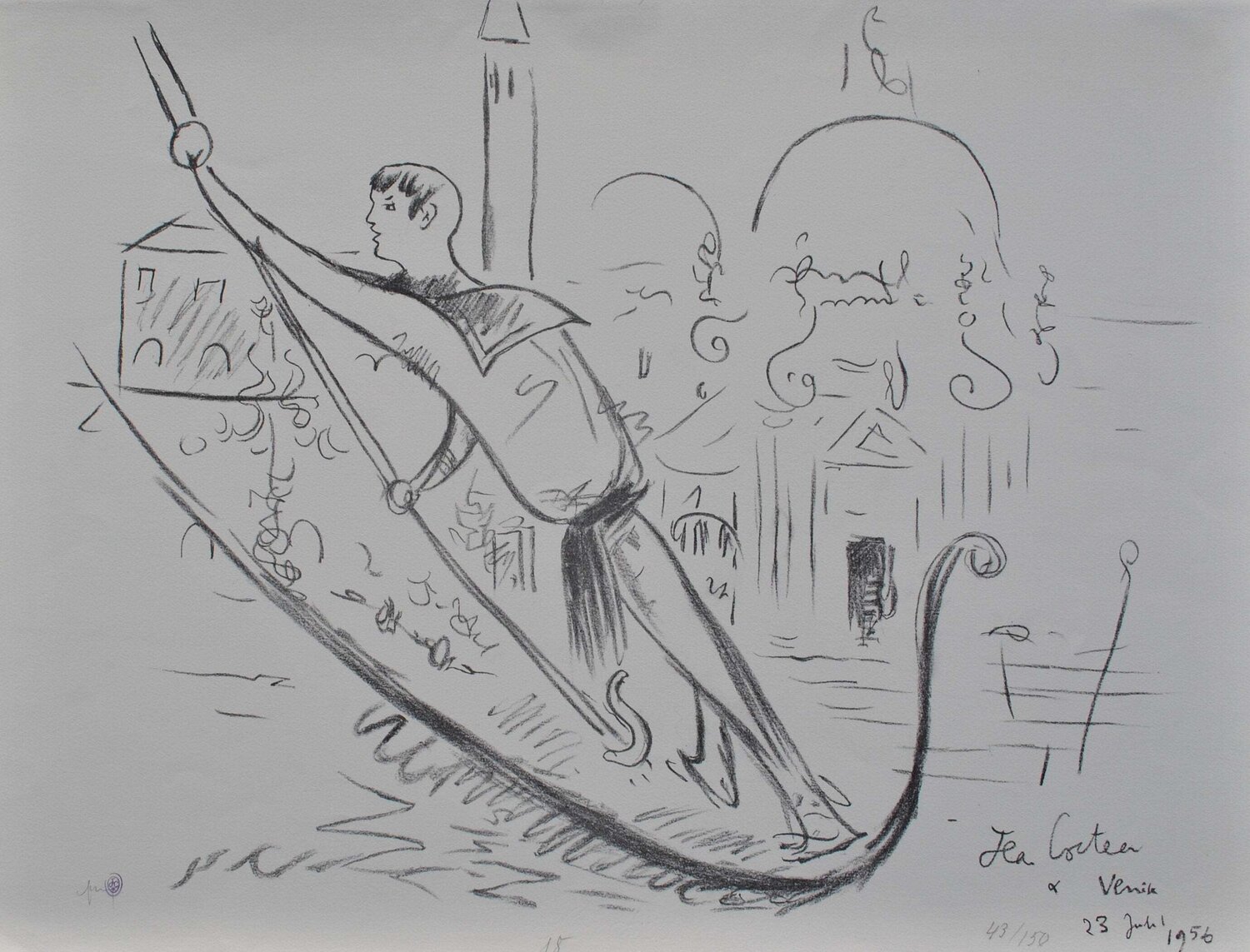 Gondolier à Venise Jean Cocteau Stampa in vendita