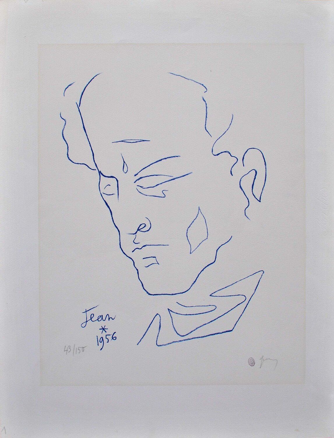 Autoportrait en bleu Jean Cocteau Print for sale