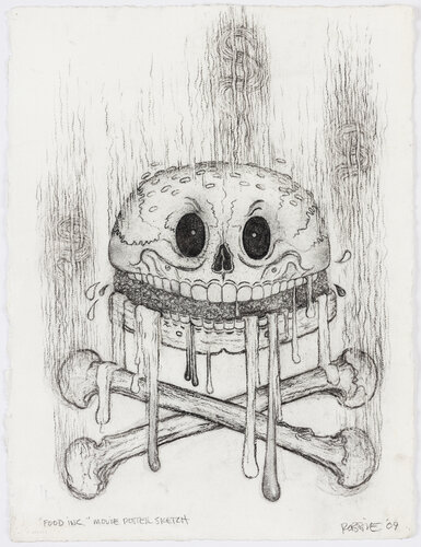Food Inc. Movie Poster Sketch par Robbie Conal, Œuvre sur papier en vente sur Singulart