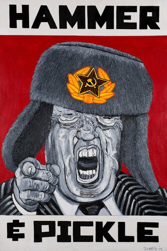 Donald J. Trump (Hammer & Pickle) par Robbie Conal, Peinture en vente sur Singulart