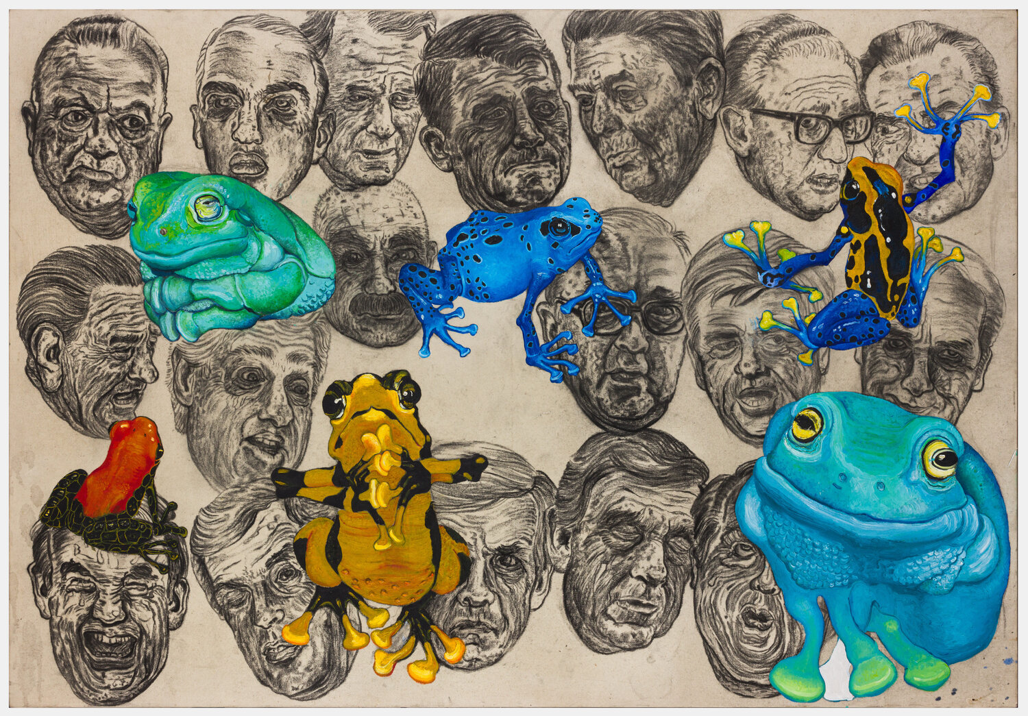 Study for '90's Decade painting, 'Reign of Frogs' Robbie Conal Dipinto originale in vendita