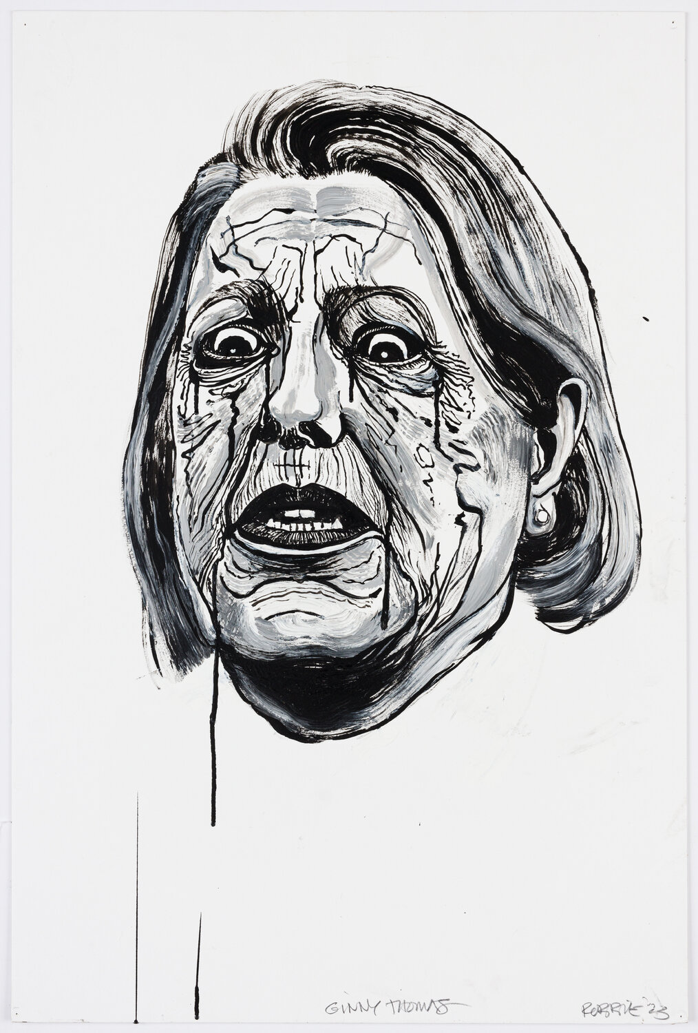 Ginny Thomas, Study for a Video, 'I Dream of Ginni' Robbie Conal Peinture originale à vendre