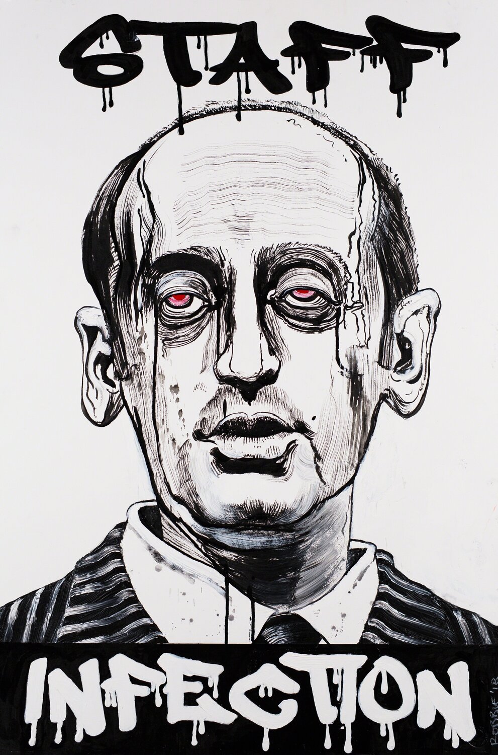 Stephen Miller, Staff Infection Robbie Conal Originalgemälde zu verkaufen