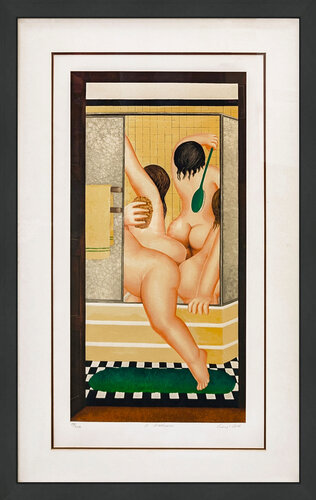 A Bathroom (framed, hand signed serigraph) by Beryl Cook, Print for Sale on Singulart