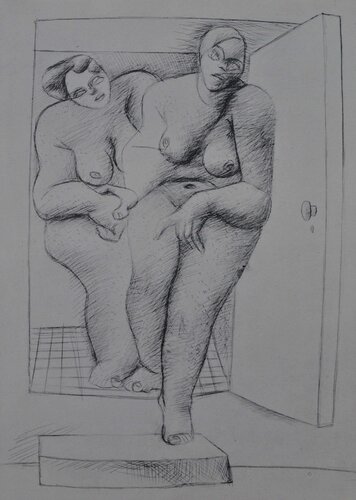 Deux femmes passant une porte van Le Corbusier, Afdruk te koop op Singulart