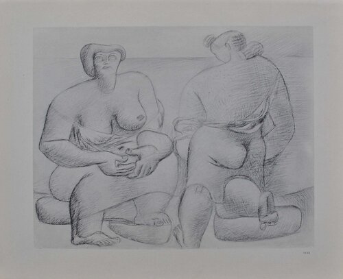 Deux femmes assises à moitié nue, héliogravure, 1938 Le Corbusier