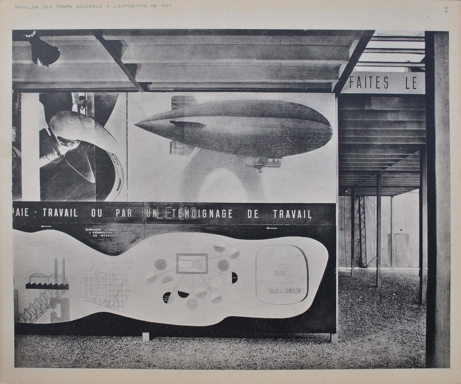 Pavillon des temps nouveaux - le travail, héliogravure, 1938 Le Corbusier Print for sale