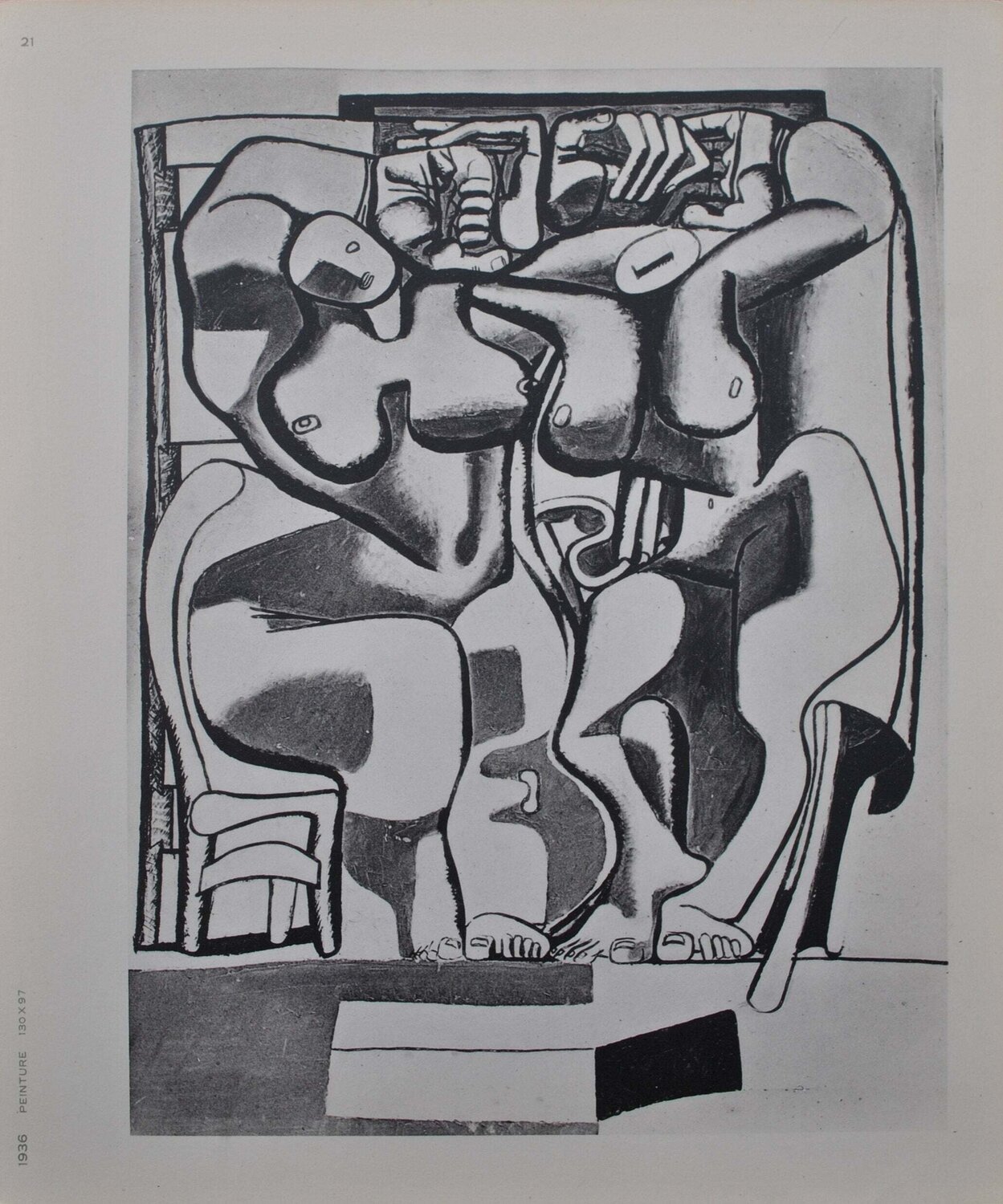 Deux femmes debout à la chaise Le Corbusier Druck zu verkaufen